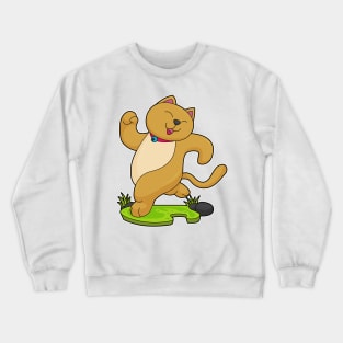 Cat with Choker at Running Crewneck Sweatshirt